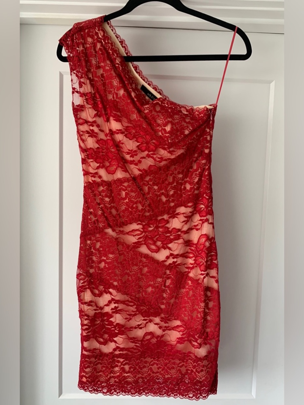 Lulus - Ark & Co. Red Lace One Shoulder Slip Dress
